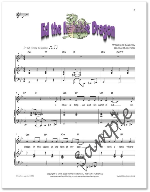 Song for young singers - Ed the Invisible Dragon - song composed by Donna Rhodenizer - full score - SAMPLE - p1