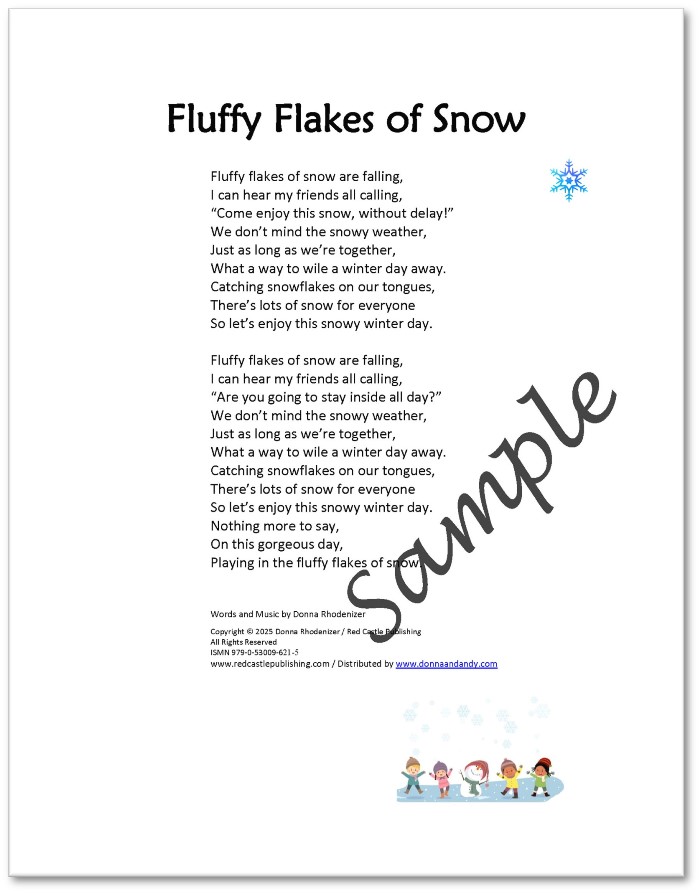 Fluffy Flakes of Snow - song by Donna Rhodenizer - lyrics - SAMPLE