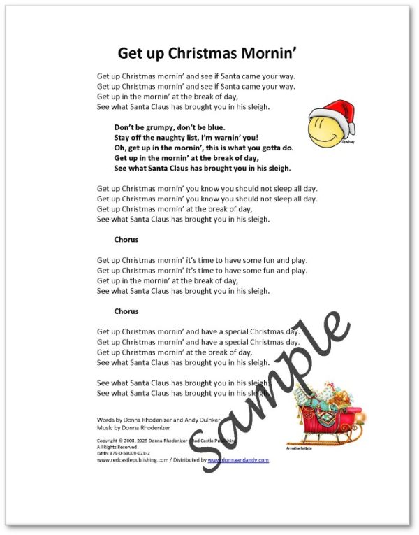Get Up Christmas Mornin' - song composed by Donna Rhodenizer - lyrics - SAMPLE