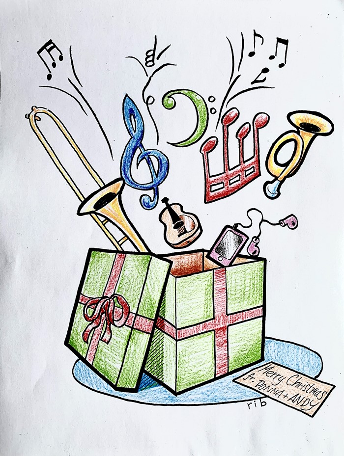 Get Up Christmas Morning - song composed by Donna Rhodenizer - colouring page by Richard Bennett