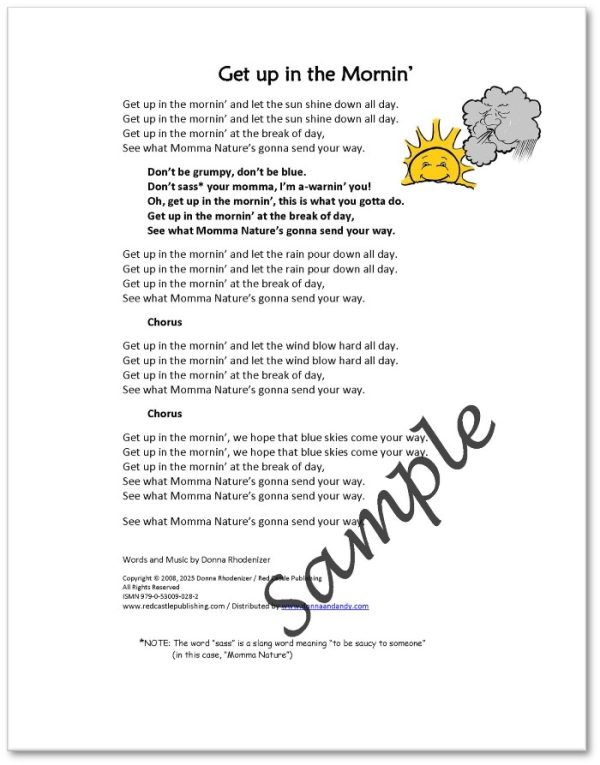 Get Up in the Mornin' - song composed by Donna Rhodenizer - lyrics - SAMPLE