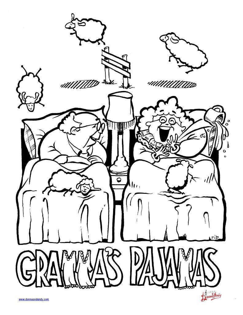 Gramma's Pajamas - colouring page - Song composed by Donna Rhodenizer