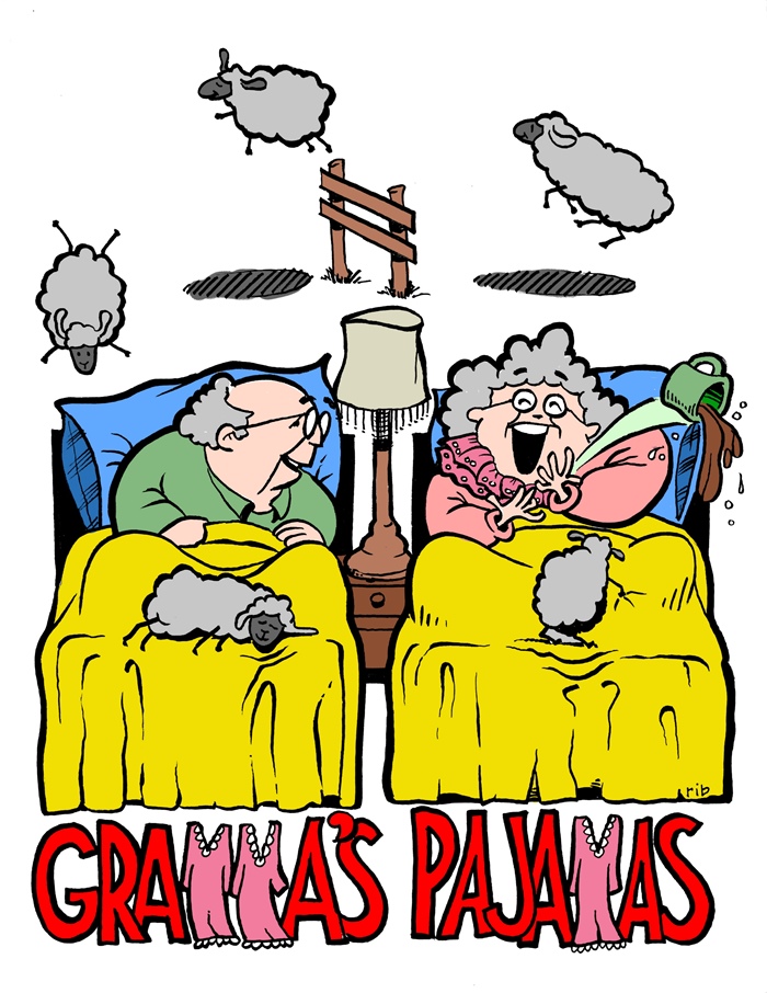 Gramma's Pajamas - colouring page - coloured - song by Donna Rhodenizer Gramma's Pajamas - colouring page - coloured - song composed by Donna Rhodenizer