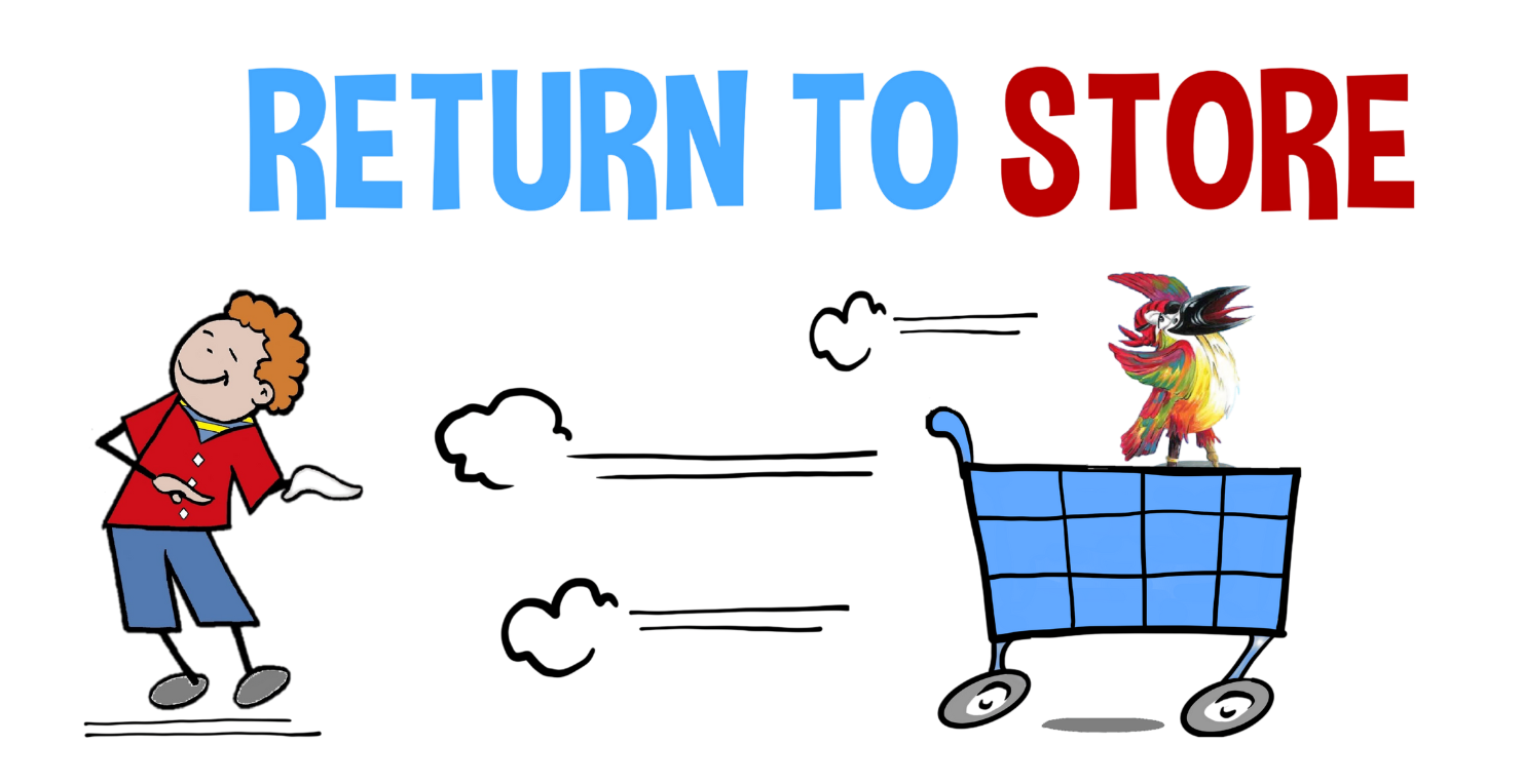 It's a Pirates Life for Me - Song composed by Donna Rhodenizer - Parrot & boy return to store - artwork by Richard Bennett and Matth Cupido