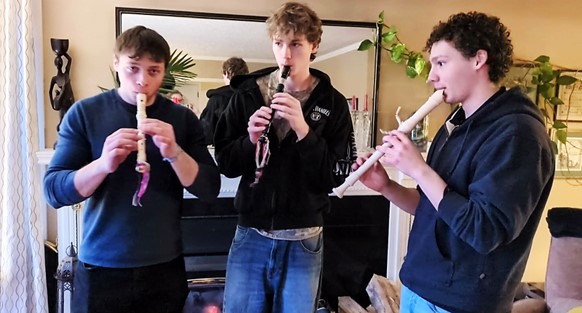 Mature Royal Recorder Knights - Donna's former students (now in grade 12) playing recorder together