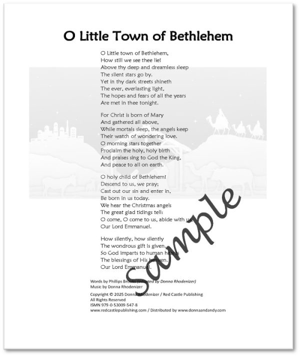 O Little Town of Bethlehem - Music composed by Donna Rhodenizer - lyrics - SAMPLE