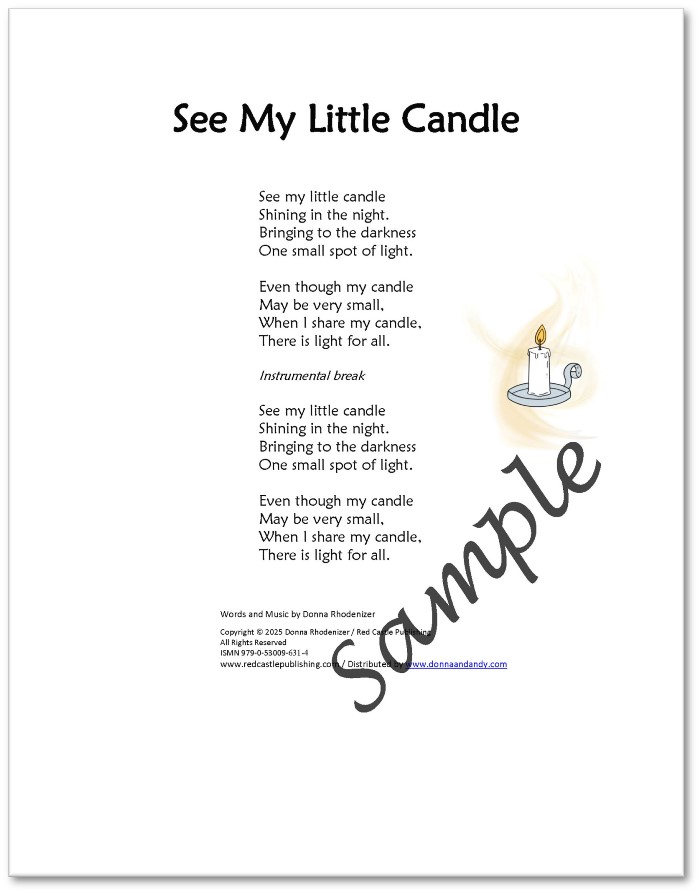 See My Little Candle - song by Donna Rhodenizer - lyrics - SAMPLE