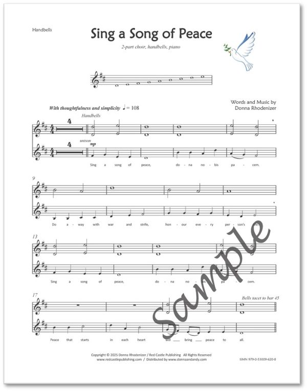 Sing a Song of Peace - song composed by Donna Rhodenizer - Handbells + vocal - SAMPLE
