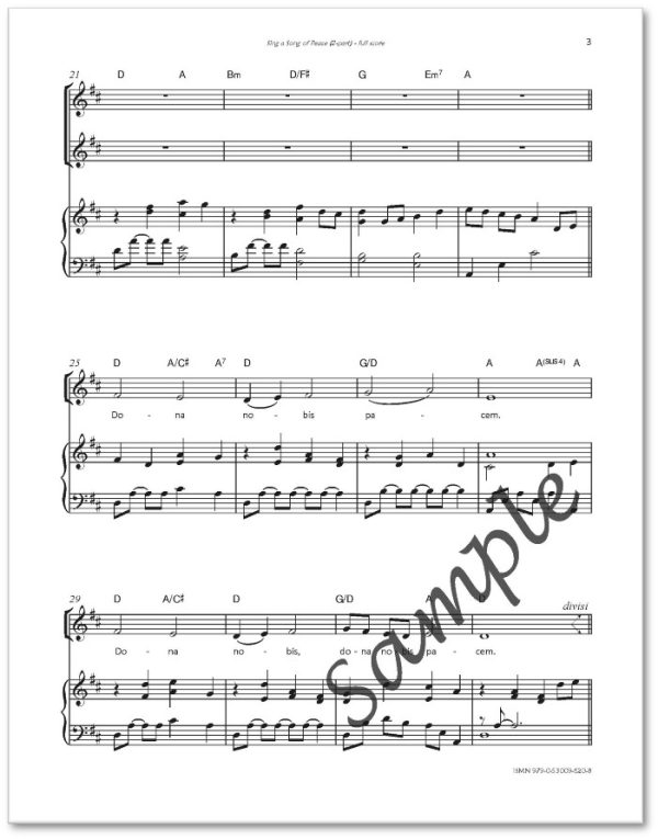 Sing a Song of Peace - song composed by Donna Rhodenizer - full score - SAMPLE p3