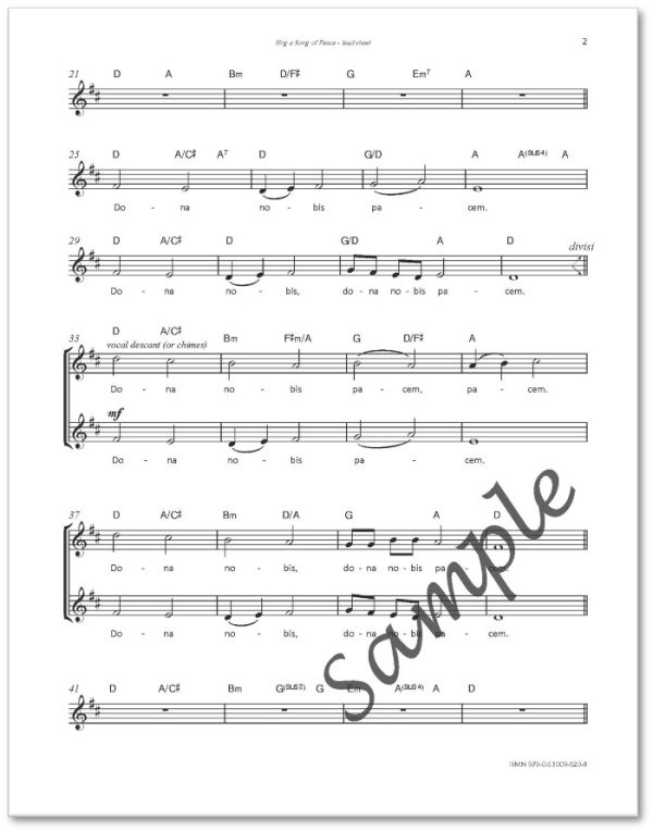 Sing a Song of Peace - song composed by Donna Rhodenizer - lead sheet - SAMPLE p2