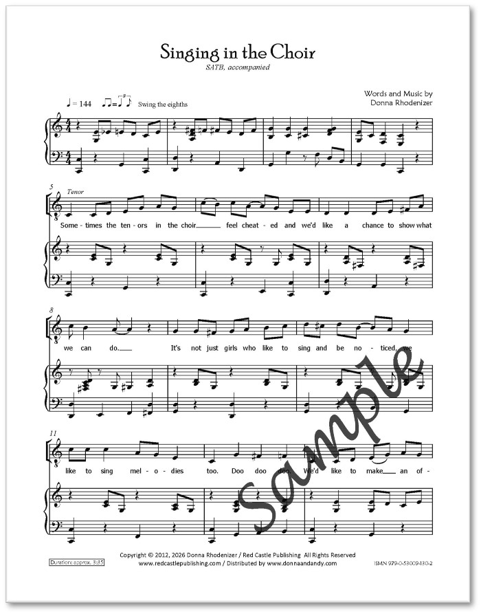 Singing in the Choir - song by Donna Rhodenizer - SAMPLE - p1 Singing in the Choir - song composed by Donna Rhodenizer - SAMPLE - p1